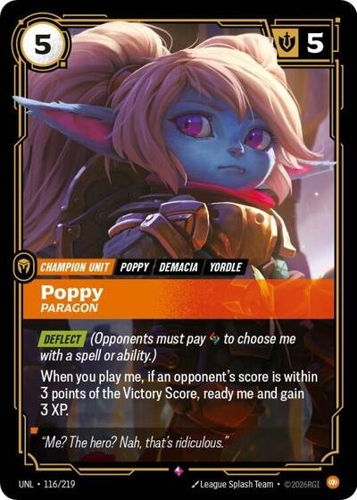 Riftbound card: Poppy - Paragon 116/219 from Unleashed (Rare), front of card