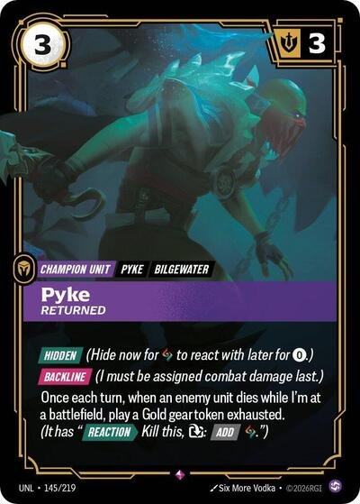Riftbound card: Pyke - Returned 145/219 from Unleashed (Rare), front of card