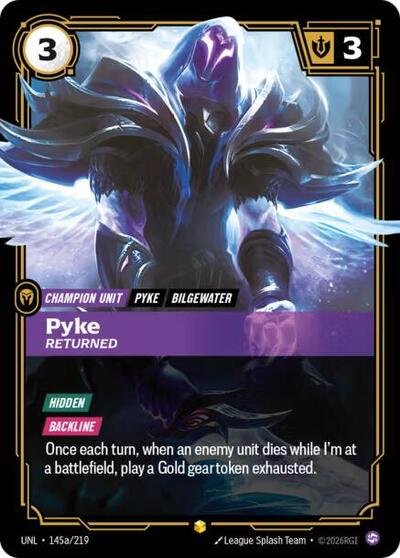 Riftbound card: Pyke - Returned (Alternate Art) 145a/219 from Unleashed (Showcase), front of card