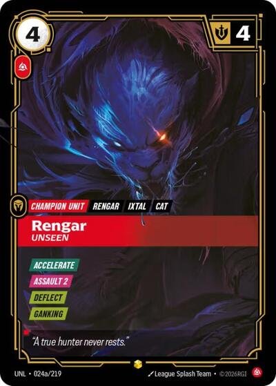 Riftbound card: Rengar - Unseen (Alternate Art) 024a/219 from Unleashed (Showcase), front of card