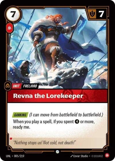 Riftbound card: Revna the Lorekeeper 005/219 from Unleashed (Common), front of card