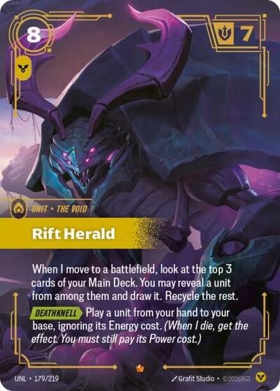 Riftbound card: Rift Herald 179/219 from Unleashed (Epic), front of card