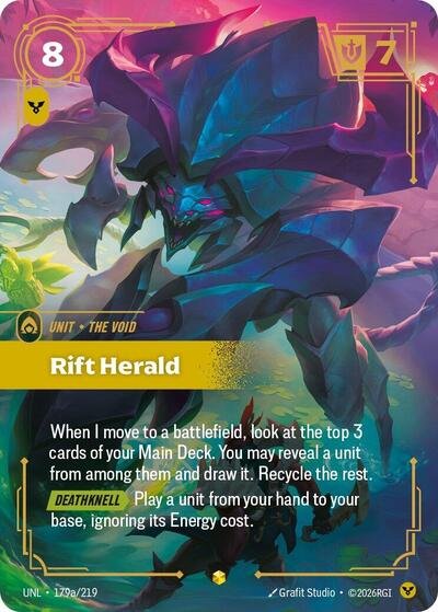 Riftbound card: Rift Herald (Alternate Art) 179a/219 from Unleashed (Showcase), front of card