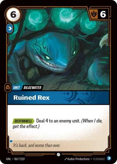 Riftbound card: Ruined Rex 067/219 from Unleashed (Common), front of card