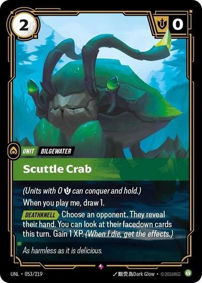 Riftbound card: Scuttle Crab 053/219 from Unleashed (Rare), front of card
