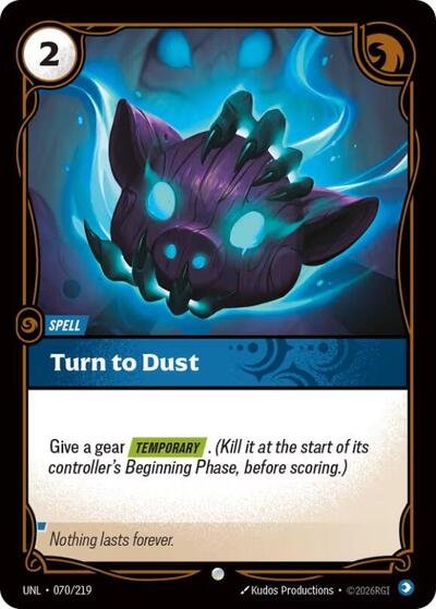 Riftbound card: Turn to Dust 070/219 from Unleashed (Common), front of card