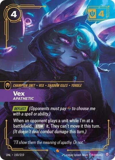 Riftbound card: Vex - Apathetic 150/219 from Unleashed (Epic), front of card