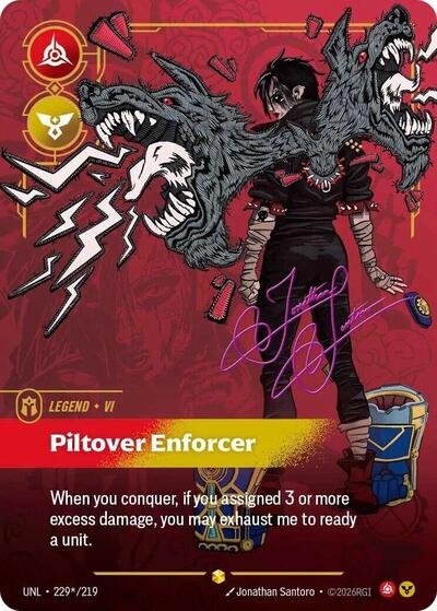 Riftbound card: 229*/219 Vi - Piltover Enforcer (Signature) from Unleashed (Showcase), front of card