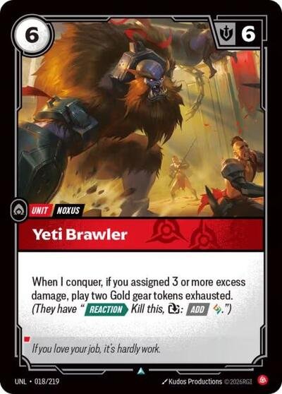 Riftbound card: Yeti Brawler 018/219 from Unleashed (Uncommon), front of card