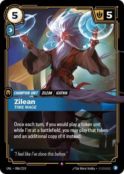 Riftbound card: Zilean - Time Mage 086/219 from Unleashed (Rare), front of card