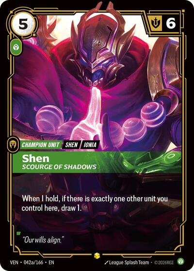 Riftbound card: Shen 042a/166 from Vendetta (Showcase), front of card