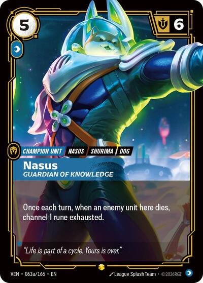 Riftbound card: Nasus 063a/166 from Vendetta (Showcase), front of card