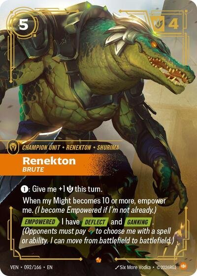 Riftbound card: Renekton 092/166 from Vendetta (Epic), front of card