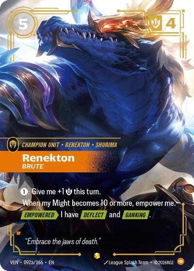 Riftbound card: Renekton 092a/166 from Vendetta (Showcase), front of card