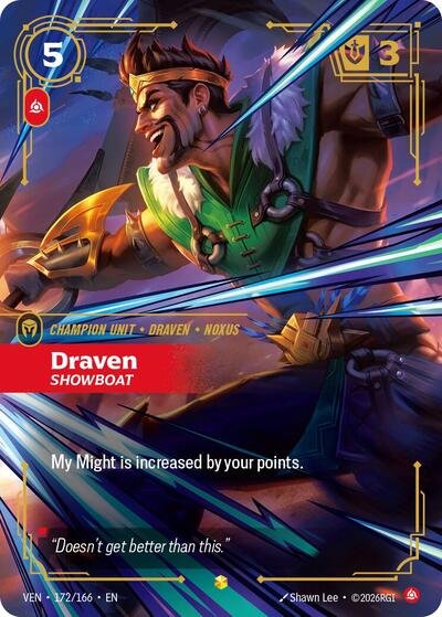 Riftbound card: Draven 172/166 from Vendetta (Showcase), front of card