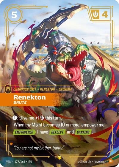 Riftbound card: Renekton 177/166 from Vendetta (Showcase), front of card