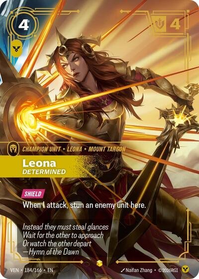 Riftbound card: Leona 184/166 from Vendetta (Showcase), front of card
