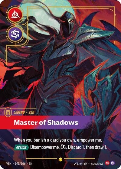Riftbound card: Zed 191/166 from Vendetta (Showcase), front of card