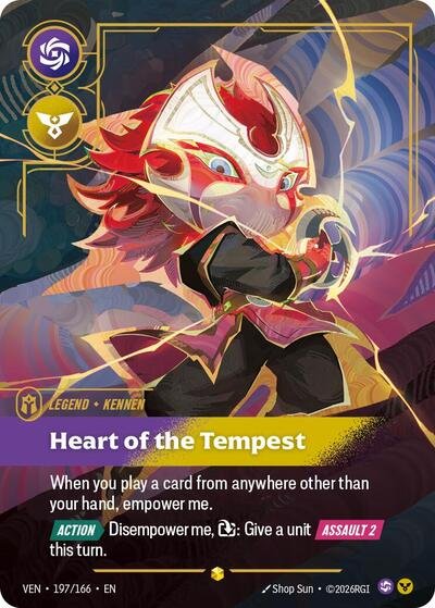 Riftbound card: Kennen 197/166 from Vendetta (Showcase), front of card