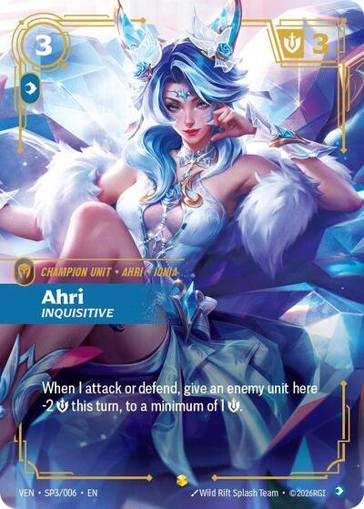 Riftbound card: Ahri SP3/006 from Vendetta (Showcase), front of card