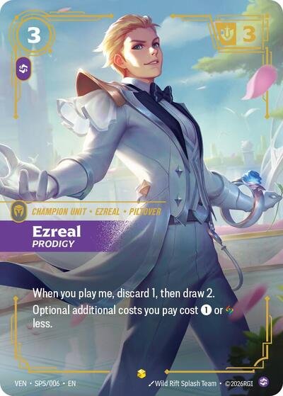 Riftbound card: Ezreal SP5/006 from Vendetta (Showcase), front of card