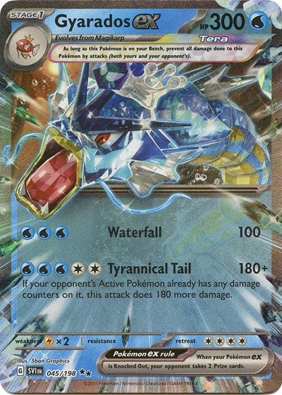 Pokémon card: Gyarados ex 045/198 from Scarlet & Violet base set (Double Rare), Water type, front of card