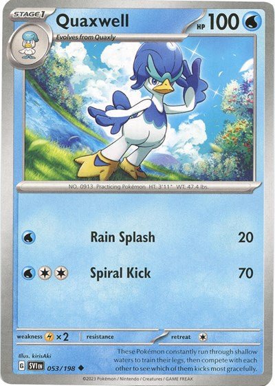 Pokémon card: Quaxwell 053/198 from Scarlet & Violet base set (Uncommon), Water type, front of card