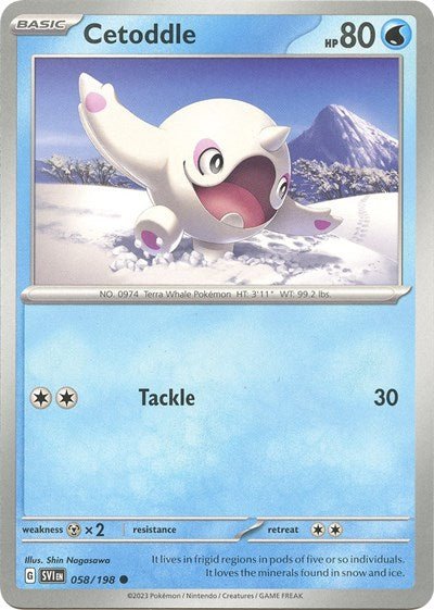 Pokémon card: Cetoddle 058/198 from Scarlet & Violet base set (Common), Water type, front of card