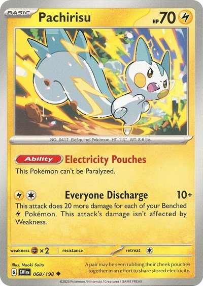 Pokémon card: Pachirisu 068/198 from Scarlet & Violet base set (Uncommon), Lightning type, front of card