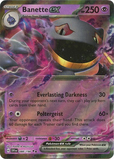 Pokémon card: Banette ex 088/198 from Scarlet & Violet base set (Double Rare), Psychic type, front of card