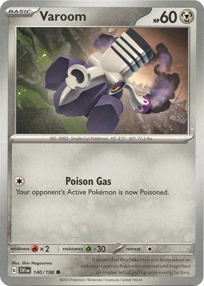Pokémon card: Varoom 140/198 from Scarlet & Violet base set (Common), Metal type, front of card