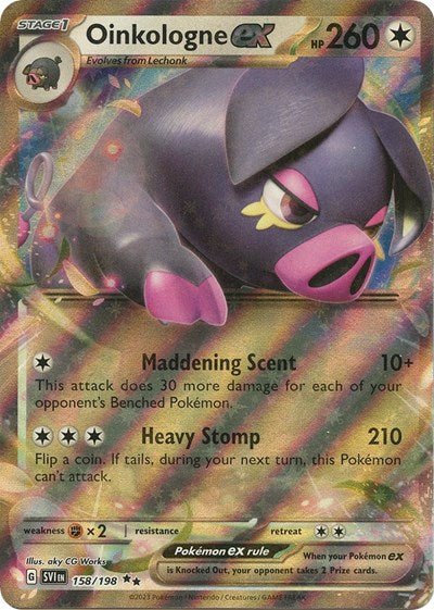 Pokémon card: Oinkologne ex 158/198 from Scarlet & Violet base set (Double Rare), Colorless type, front of card