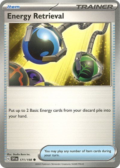 Pokémon card: Energy Retrieval 171/198 from Scarlet & Violet base set (Common), front of card