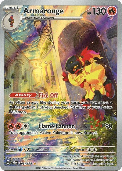 Pokémon card: Armarouge 203/198 from Scarlet & Violet base set (Illustration Rare), Fire type, front of card