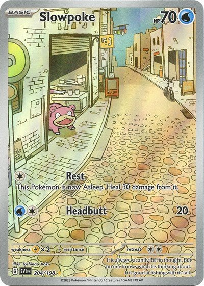Pokémon card: Slowpoke 204/198 from Scarlet & Violet base set (Illustration Rare), Water type, front of card
