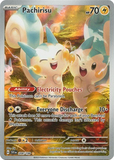 Pokémon card: Pachirisu 208/198 from Scarlet & Violet base set (Illustration Rare), Lightning type, front of card