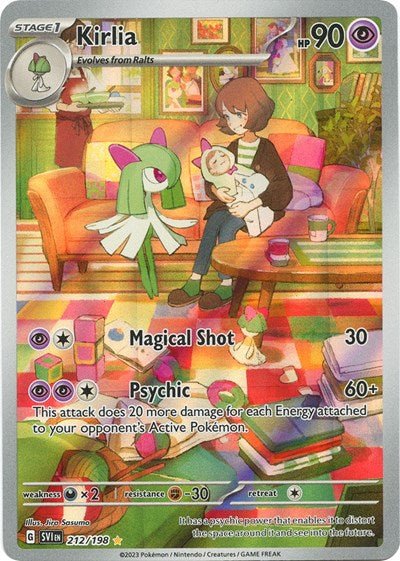 Pokémon card: Kirlia 212/198 from Scarlet & Violet base set (Illustration Rare), Psychic type, front of card