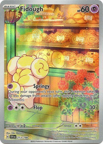 Pokémon card: Fidough 213/198 from Scarlet & Violet base set (Illustration Rare), Psychic type, front of card