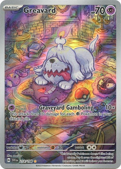 Pokémon card: Greavard 214/198 from Scarlet & Violet base set (Illustration Rare), Psychic type, front of card