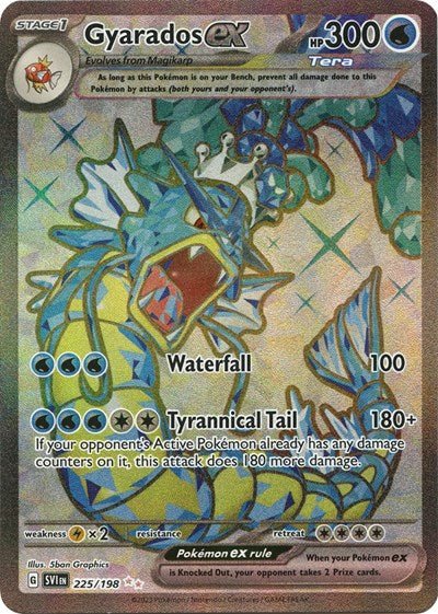 Pokémon card: Gyarados ex 225/198 from Scarlet & Violet base set (Ultra Rare), Water type, front of card