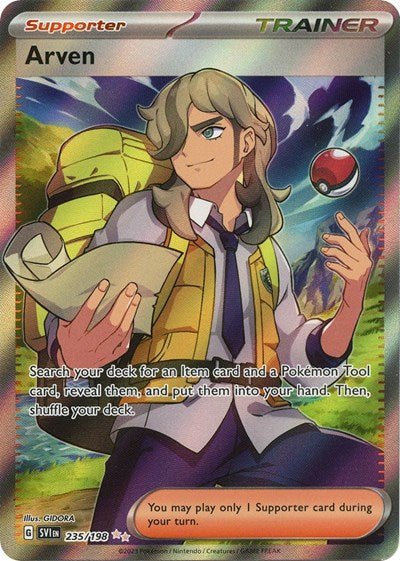 Pokémon card: Arven 235/198 from Scarlet & Violet base set (Ultra Rare), front of card