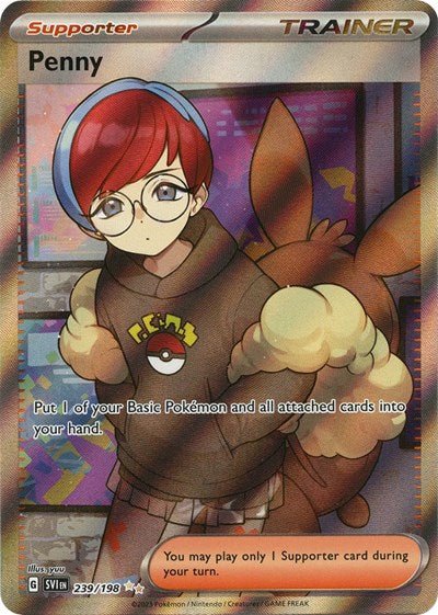 Pokémon card: Penny 239/198 from Scarlet & Violet base set (Ultra Rare), front of card