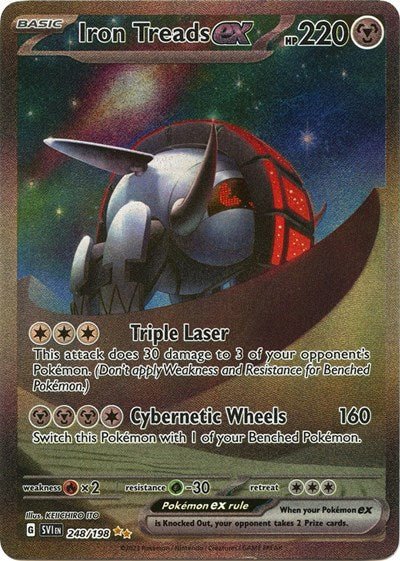 Pokémon card: Iron Treads ex 248/198 from Scarlet & Violet base set (Special Illustration Rare), Metal type, front of card