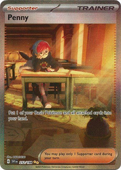 Pokémon card: Penny 252/198 from Scarlet & Violet base set (Special Illustration Rare), front of card