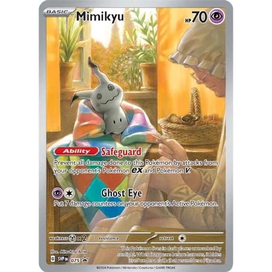 Pokémon card: Mimikyu SVP075 from Paldean Fates Promo (Promo), Psychic type, front of card