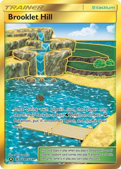 Pokémon card: Brooklet Hill SV88/SV94 from Hidden Fates Shiny Vault (Shiny Holo Rare), front of card