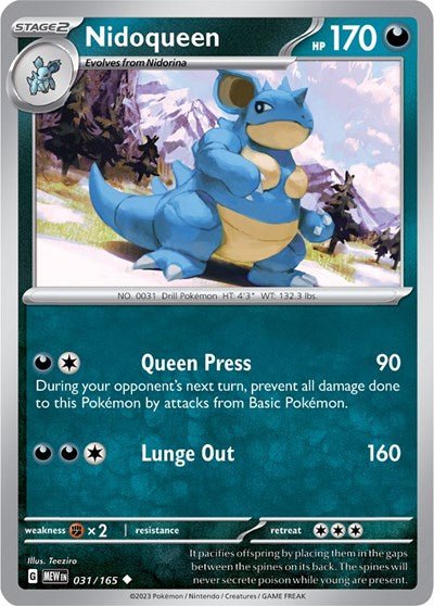 Pokémon card: Nidoqueen 031/165 from 151 (SV2a) (Uncommon), Darkness type, front of card