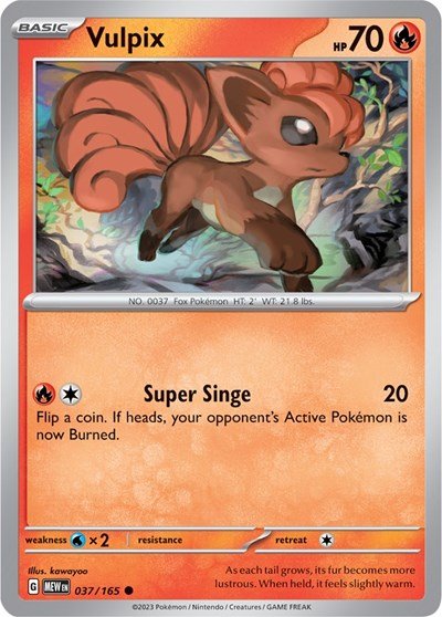 Pokémon card: Vulpix 037/165 from 151 (SV2a) (Common), Fire type, front of card