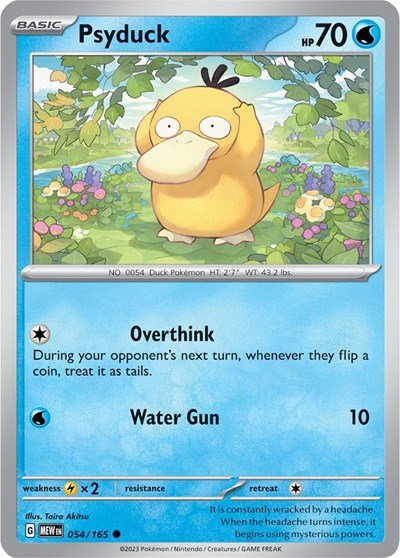 Pokémon card: Psyduck 054/165 from 151 (SV2a) (Common), Water type, front of card