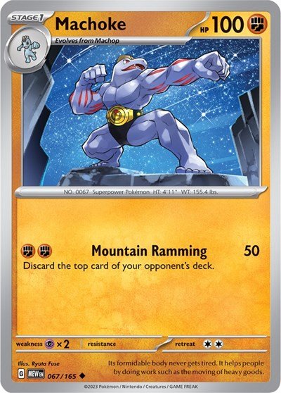 Pokémon card: Machoke 067/165 from 151 (SV2a) (Uncommon), Fighting type, front of card